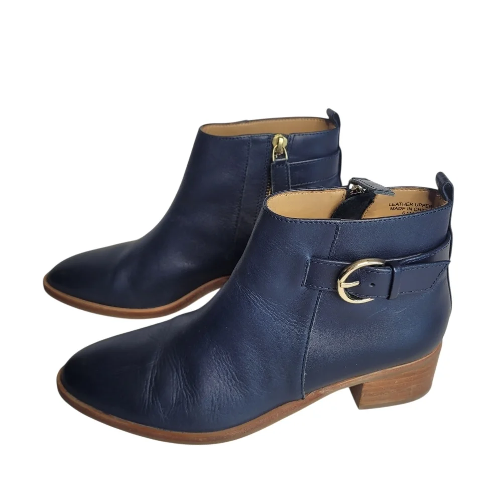 Talbots Navy Ankle Healed Boots Size 6.5